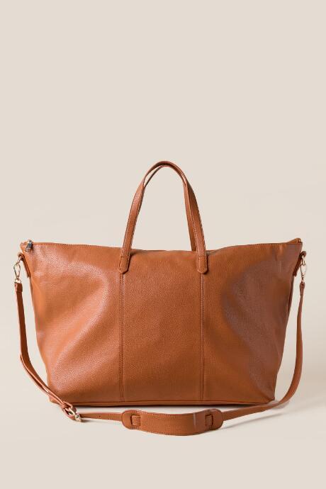 Francesca's Jill Vegan Leather Weekender In Cognac - Cognac