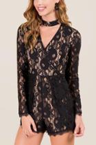 Francescsa Aura Gigi Lace Romper - Black