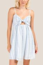 Francesca's Leah Striped Tie Front Dress - Chambray