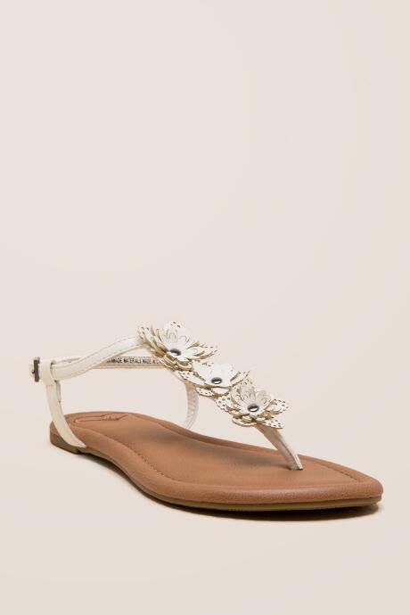 Francesca Inchess Starburst Flower T-strap Sandal - White