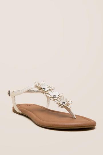Francesca Inchess Starburst Flower T-strap Sandal - White