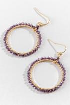 Francesca's Johanna Beaded Circle Drop Earrings - Purple