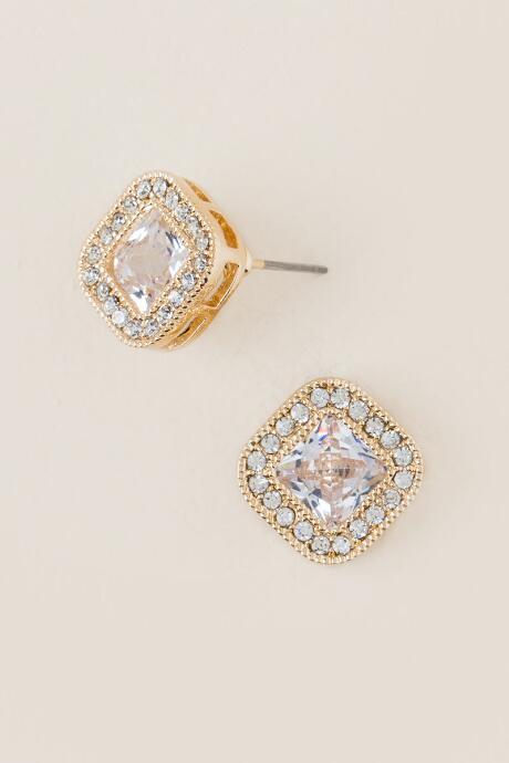 Francesca's Londyn Cubic Zirconia Stud Earring - Gold