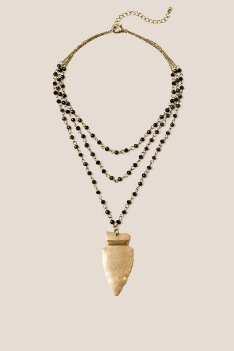 Francesca's Gabby Layered Arrowhead Necklace - Black