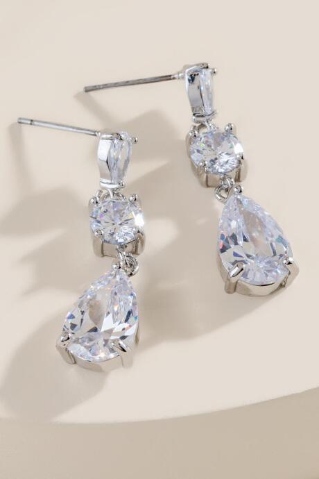 Francesca's Jamie Cubic Zirconia Drop Earrings - Crystal
