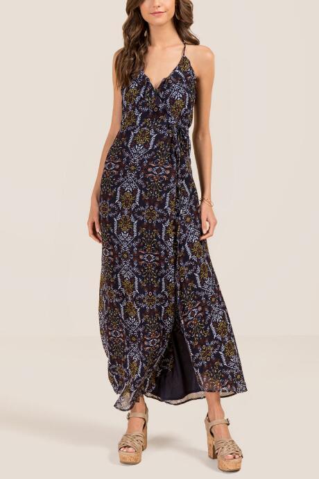 Francesca Inchess Danny Tapestry Patterned Maxi Dress - Navy