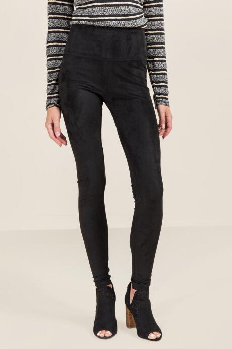 Francesca's Haley Faux Suede Legging - Black