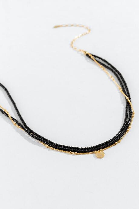 Francesca's Shantal Beaded Layered Choker - Black