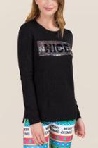 Francescas Naughty Or Nice Pullover Sweater - Black