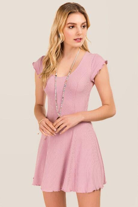 Alya Marabella Ribbed Knit Dress - Rose