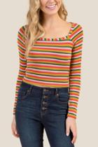 Francesca Inchess Nellie Fitted Square Neck Long Sleeve Tee - Multi