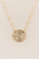 Francescas Nieve Brushed Coin Pendant - Gold