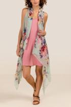 Francescas Tai Floral Ruana Vest - Mint