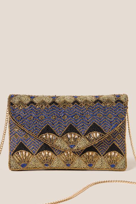 Francesca's Savannah Beaded Clutch - Gold
