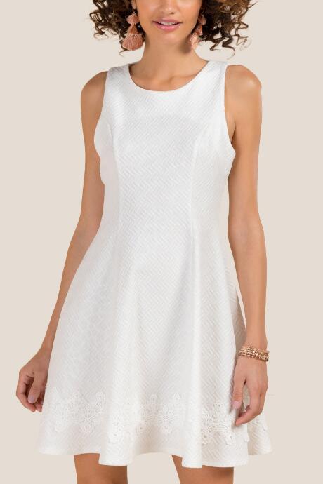 Francesca Inchess Briar Crochet Hem A-line Dress - White
