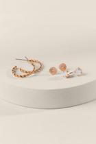 Francesca's Kaleigh Opal Stud Earring Set - Gold