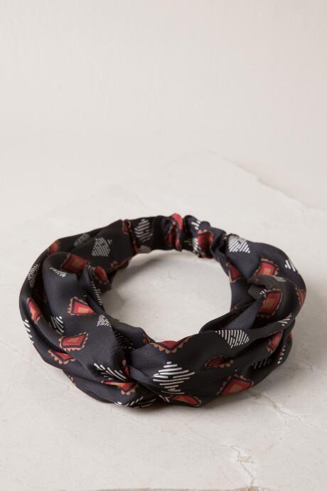 Francesca's Mandy Diamond Print Turban - Black