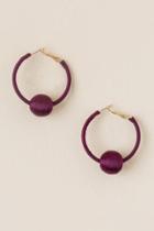 Francesca's Ava Thread Hoop With A Bauble Earrings - Burgundy