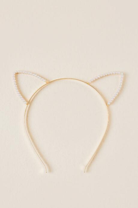 Francesca's Anne Pearl Cat Ear Headband - Gold
