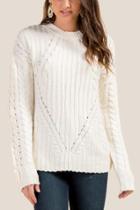 Francesca's Alison Lattice Cable Knit Sweater - Ivory