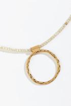 Francesca's Peyton Beaded Circle Pendant Necklace - Ivory