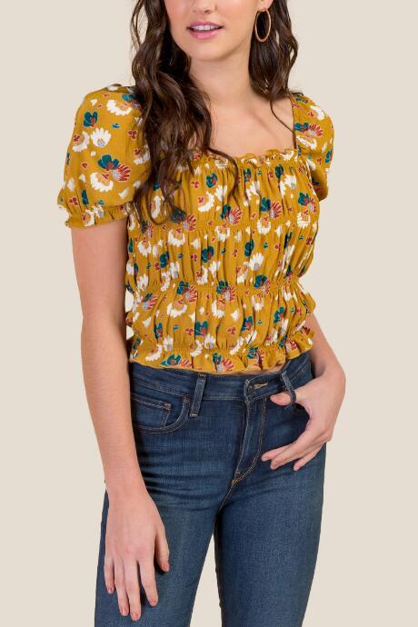 Francesca Inchess Ali Resort Smocked Meet And Greet Top - Mustard