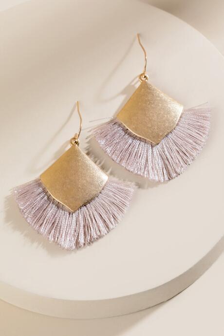 Francesca's Callan Statement Tassel Earrings - Taupe
