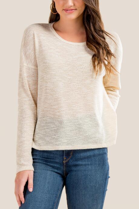 Francesca Inchess Nessa Basic Mixed Media Top - Sand