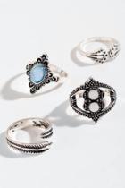 Francesca's Delaney Antique Boho Opal Ring Set - Silver