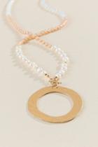 Francesca's Jade Pearl And Glass Beaded Pendant - Beige