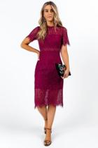 Francesca's Malorie Crochet Illusion Dress - Burgundy