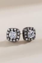 Francesca's Kiana Pav Trim Square Stud Earrings - Crystal