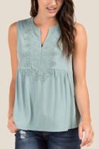 Francesca's Lucy Crochet Front Sleeveless Top - Teal