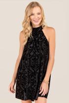 Francesca's Davin High Neck Burnout Velvet Dress - Black