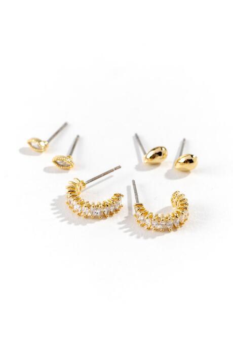Francesca's Elaina 3 Pk Cz Studs Set - Crystal