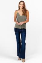 Francesca's Emery V-back Tank Top - Sage