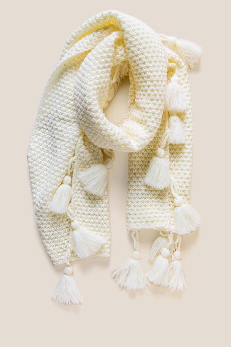 Francesca's Anna Tassel Scarf - Ivory