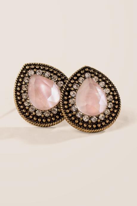 Francesca's Dari Pink Faceted Teardrop Studs - Blush