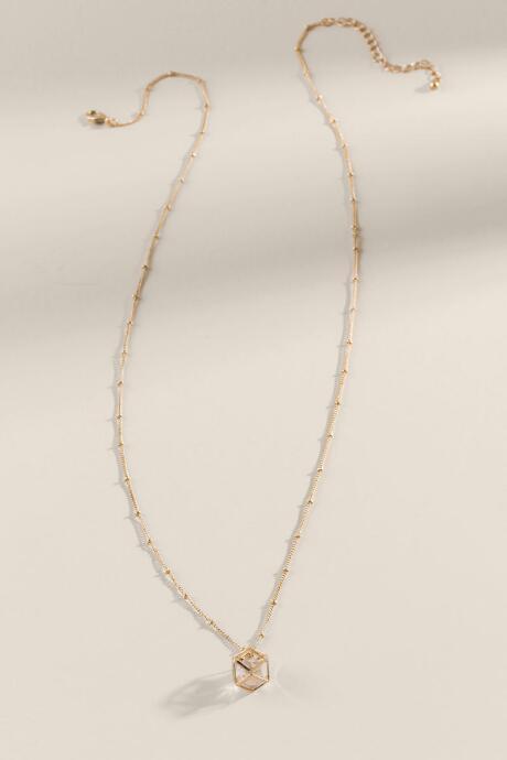 Francesca's Power Stone Caged Ball Pendant Necklace In Clear - Clear