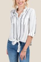 Francesca Inchess Katy Knot Front Button Down Top - Ivory