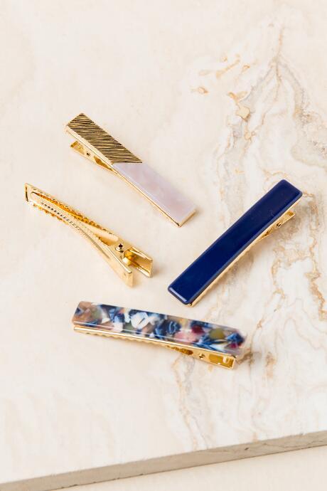Francesca's Celia Salon Clips In Navy - Navy