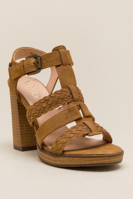 Xoxo Kurt Braided Strap Platform Heel - Tan