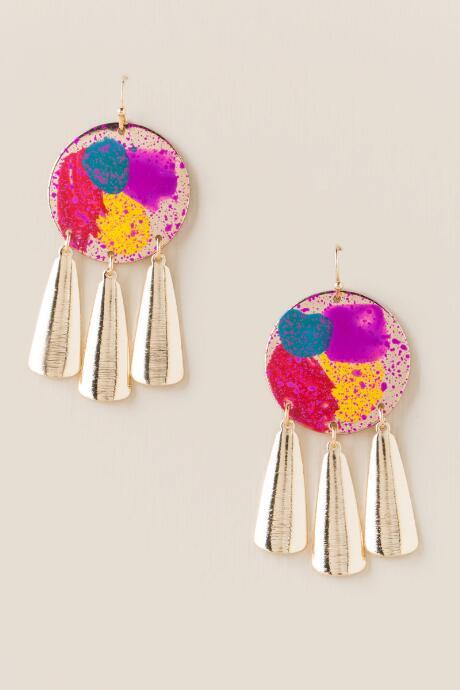 Francesca's Mandie Painted Drop Earrings - Multi