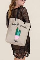 Francesca's Can't Touch This Cactus Beach Tote - Tan