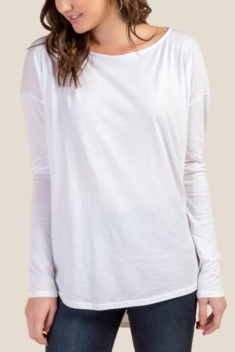 Francesca's Erica Layering Basic Tee - Ivory