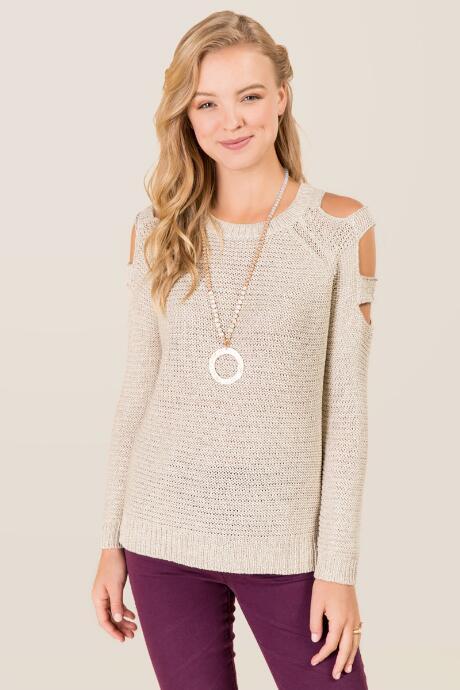 Mi Ami Bekah Shoulder Cut Out Pullover - Ivory