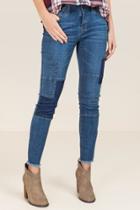 Harper Mid Rise Shadow Patch Frayed Hem Jeans - Medium Wash