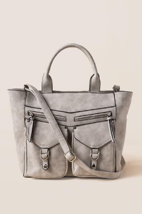 Francescas Ariella Two Pocket Satchel - Light Gray