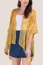 Francesca's Kyra Velvet Burnout Ruana In Mustard - Mustard