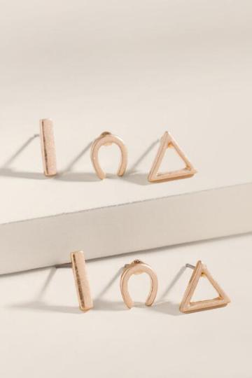 Francesca's Haley Worn Metal Shaped Studs - Gold